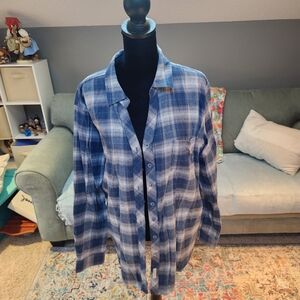Weatherproof Blue Plaid Button Down Shirt